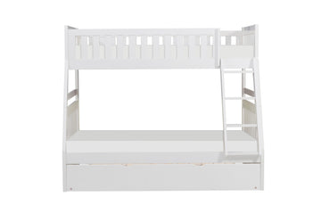 Galen White Twin/Full Bunk Bed with Twin Trundle - Ornate Home