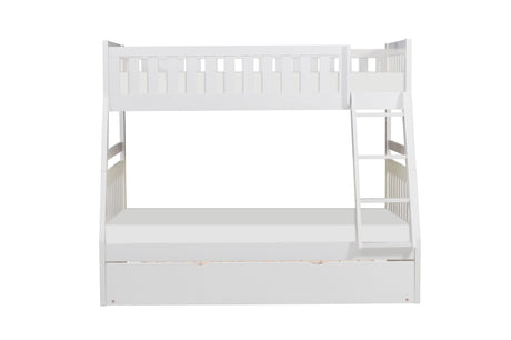 Galen White Twin/Full Bunk Bed with Twin Trundle - Ornate Home