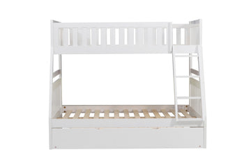 Galen White Twin/Full Bunk Bed with Twin Trundle - Ornate Home