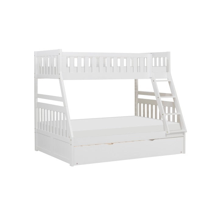Galen White Twin/Full Bunk Bed with Twin Trundle - Ornate Home