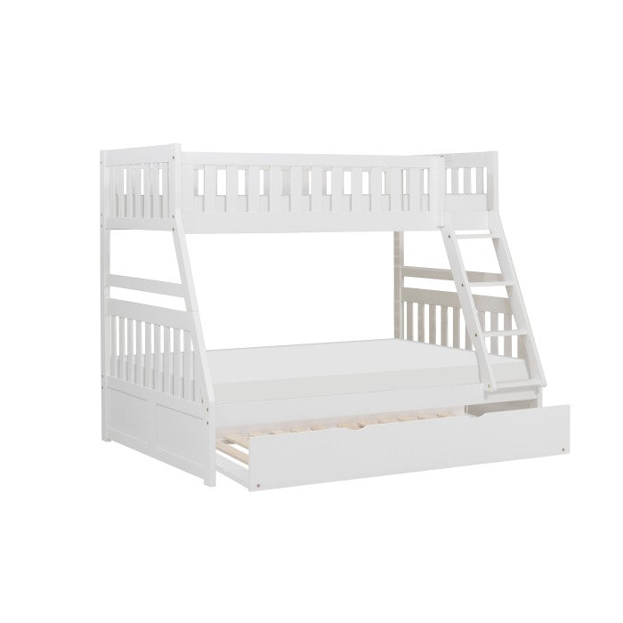 Galen White Twin/Full Bunk Bed with Twin Trundle - Ornate Home