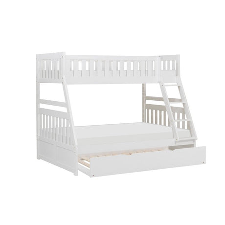 Galen White Twin/Full Bunk Bed with Twin Trundle - Ornate Home