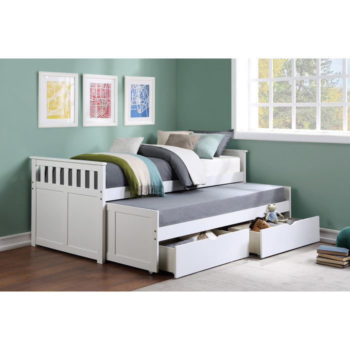 Galen White Twin/Twin Bed with Storage Boxes - Ornate Home