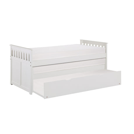 Galen White Twin/Twin Bed with Twin Trundle - Ornate Home