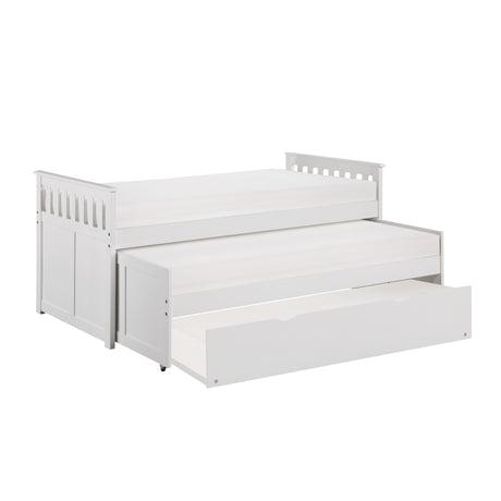 Galen White Twin/Twin Bed with Twin Trundle - Ornate Home