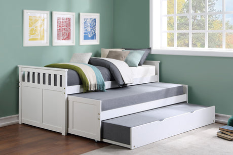 Galen White Twin/Twin Bed with Twin Trundle - Ornate Home
