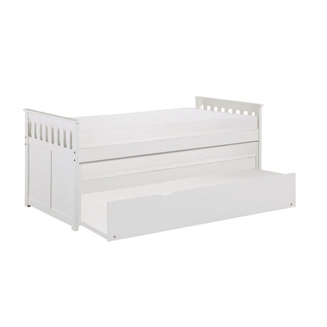 Galen White Twin/Twin Bed with Twin Trundle - Ornate Home