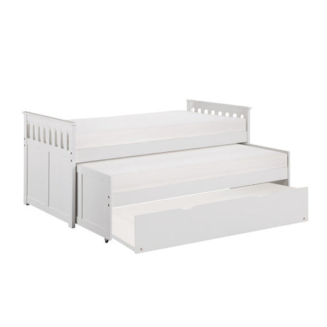 Galen White Twin/Twin Bed with Twin Trundle - Ornate Home