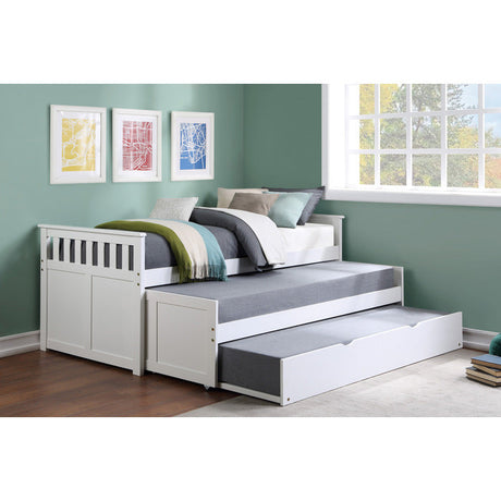 Galen White Twin/Twin Bed with Twin Trundle - Ornate Home
