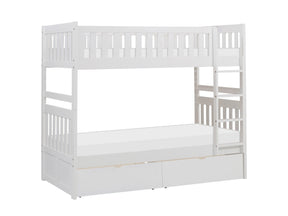 Galen White Twin/Twin Bunk Bed With Storage Boxes - Ornate Home