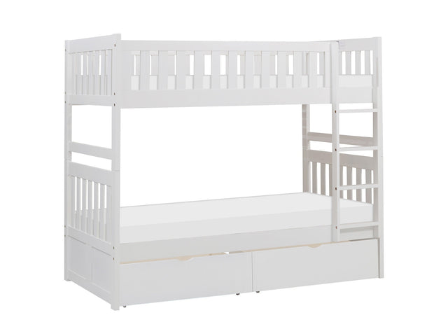 Galen White Twin/Twin Bunk Bed With Storage Boxes - Ornate Home