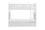 Galen White Twin/Twin Bunk Bed With Storage Boxes - Ornate Home