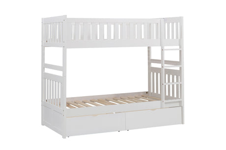 Galen White Twin/Twin Bunk Bed With Storage Boxes - Ornate Home