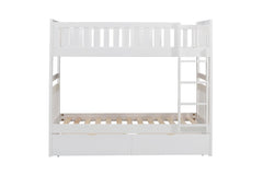 Galen White Twin/Twin Bunk Bed With Storage Boxes - Ornate Home