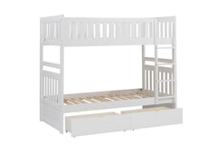 Galen White Twin/Twin Bunk Bed With Storage Boxes - Ornate Home