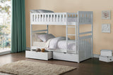 Galen White Twin/Twin Bunk Bed With Storage Boxes - Ornate Home