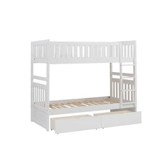 Galen White Twin/Twin Bunk Bed With Storage Boxes - Ornate Home