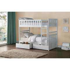 Galen White Twin/Twin Bunk Bed With Storage Boxes - Ornate Home
