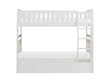 Galen White Twin/Twin Bunk Bed with Twin Trundle - Ornate Home
