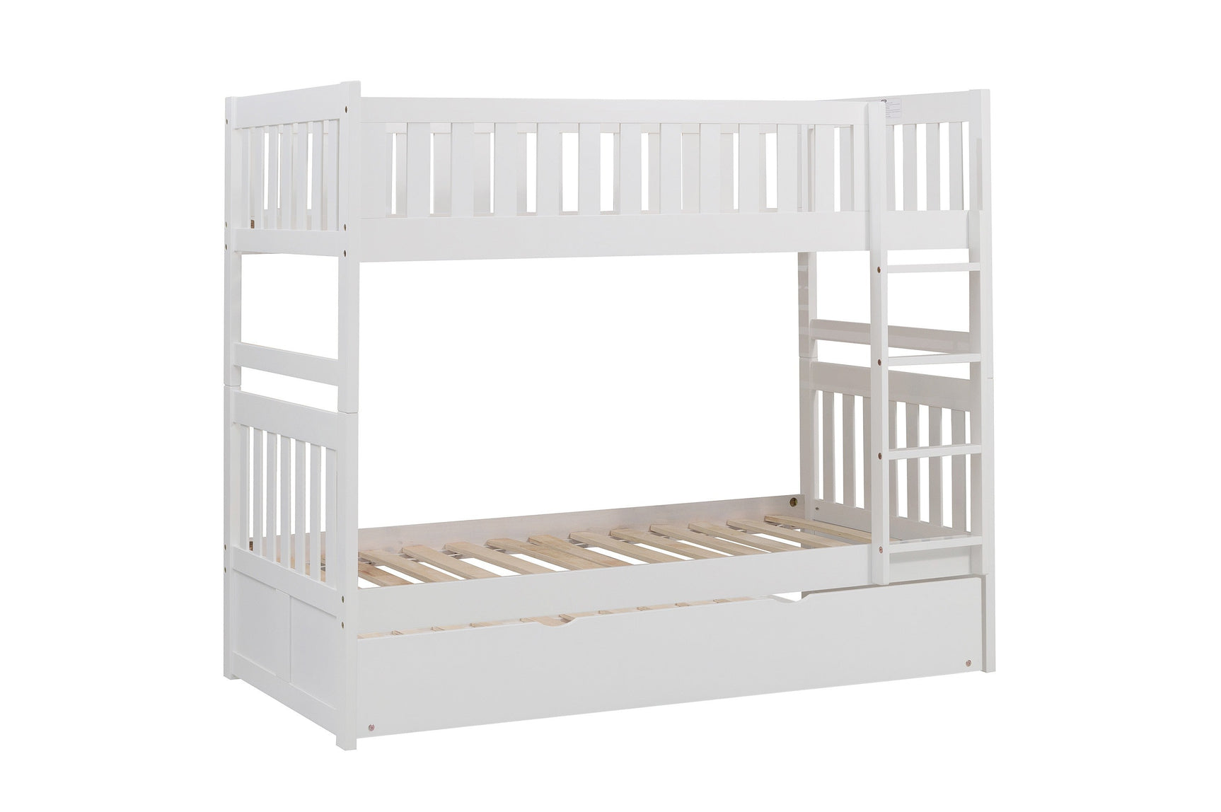 Galen White Twin/Twin Bunk Bed with Twin Trundle - Ornate Home