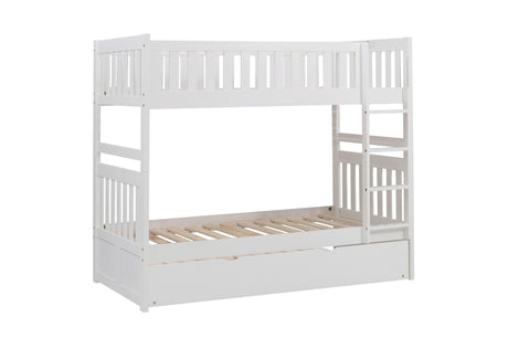 Galen White Twin/Twin Bunk Bed with Twin Trundle - Ornate Home