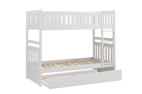 Galen White Twin/Twin Bunk Bed with Twin Trundle - Ornate Home