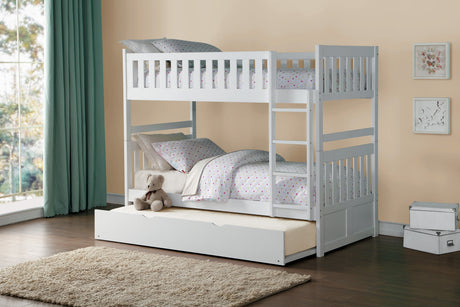 Galen White Twin/Twin Bunk Bed with Twin Trundle - Ornate Home