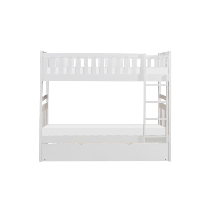 Galen White Twin/Twin Bunk Bed with Twin Trundle - Ornate Home