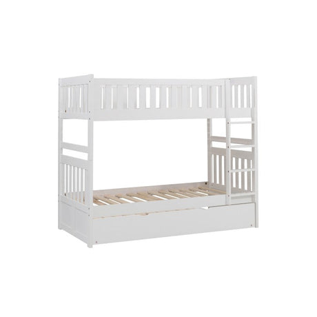 Galen White Twin/Twin Bunk Bed with Twin Trundle - Ornate Home