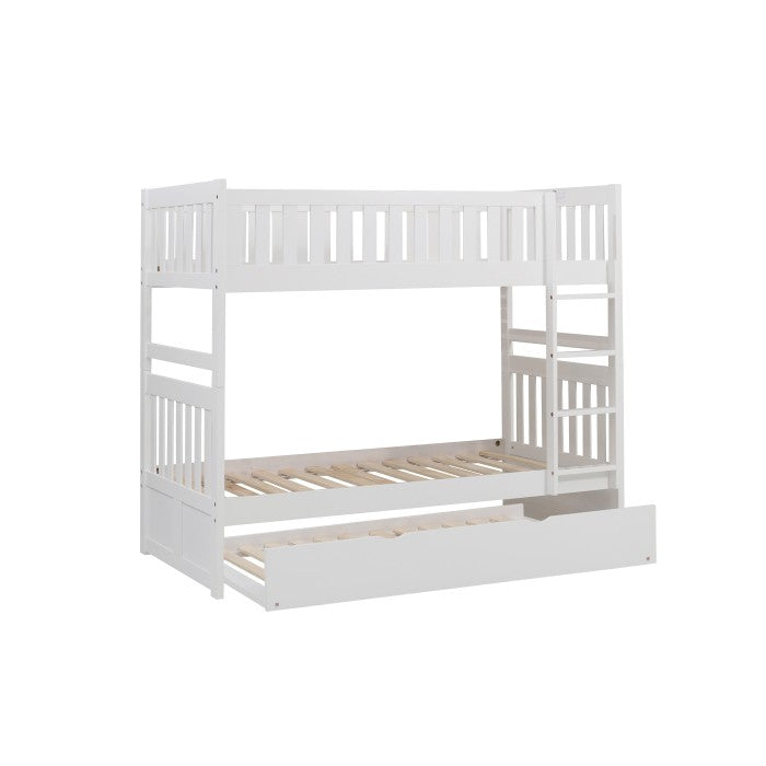 Galen White Twin/Twin Bunk Bed with Twin Trundle - Ornate Home