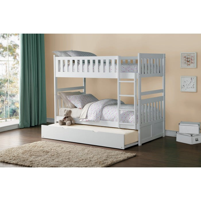 Galen White Twin/Twin Bunk Bed with Twin Trundle - Ornate Home