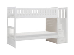 Galen White Twin/Twin Step Bunk Bed - Ornate Home