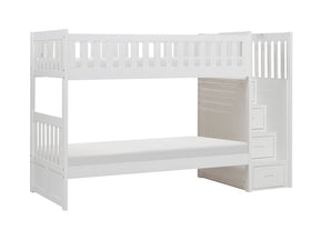 Galen White Twin/Twin Step Bunk Bed - Ornate Home