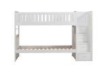 Galen White Twin/Twin Step Bunk Bed - Ornate Home
