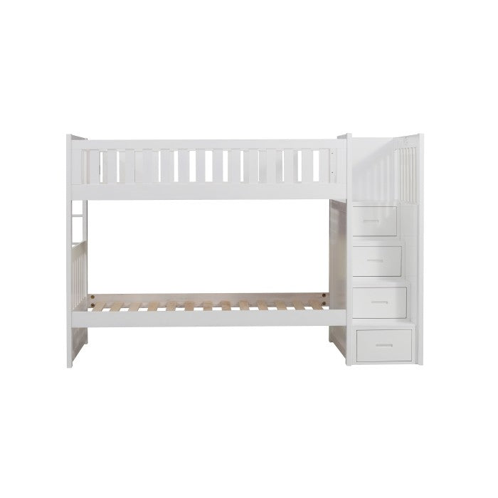 Galen White Twin/Twin Step Bunk Bed - Ornate Home