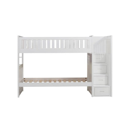 Galen White Twin/Twin Step Bunk Bed - Ornate Home