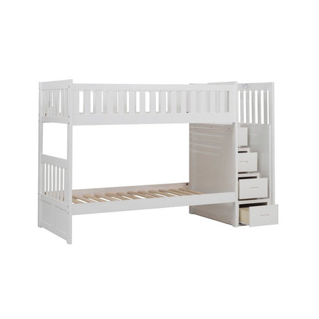 Galen White Twin/Twin Step Bunk Bed - Ornate Home