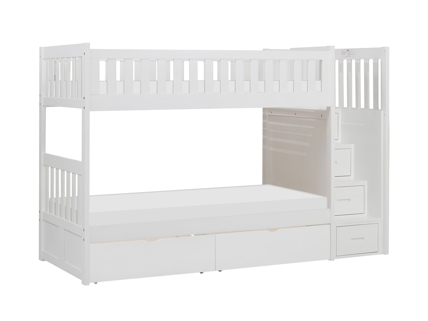 Galen White Twin/Twin Step Bunk Bed - Ornate Home