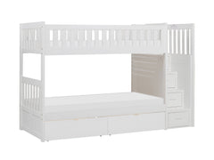 Galen White Twin/Twin Step Bunk Bed With Storage Boxes - Ornate Home