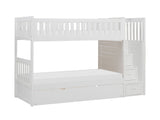Galen White Twin/Twin Step Bunk Bed with Twin Trundle - Ornate Home