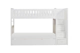Galen White Twin/Twin Step Bunk Bed with Twin Trundle - Ornate Home