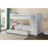 Galen White Twin/Twin Step Bunk Bed with Twin Trundle - Ornate Home