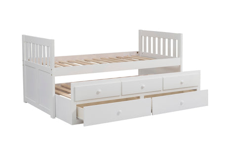 Galen White Twin/Twin Trundle Bed - Ornate Home