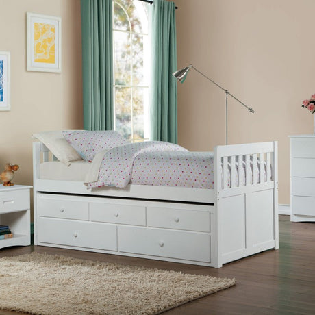 Galen White Twin/Twin Trundle Bed - Ornate Home