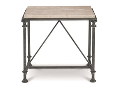 Galesbury Rectangular Cream Travertine/Antique Silver Side Table - Ornate Home