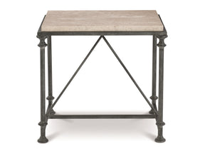 Galesbury Rectangular Cream Travertine/Antique Silver Side Table - Ornate Home