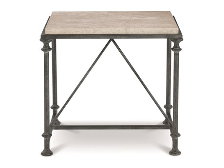 Galesbury Rectangular Cream Travertine/Antique Silver Side Table - Ornate Home