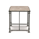 Galesbury Rectangular Cream Travertine/Antique Silver Side Table - Ornate Home