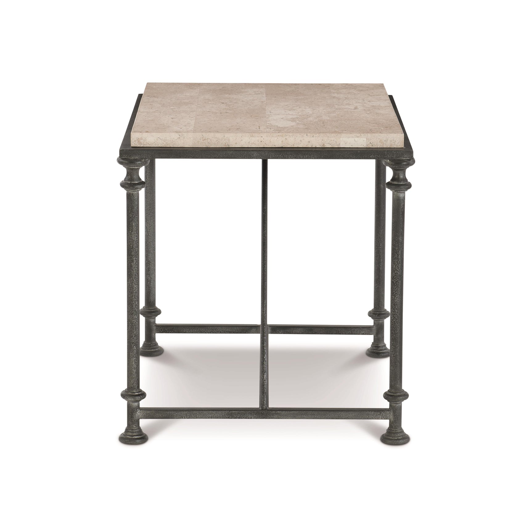 Galesbury Rectangular Cream Travertine/Antique Silver Side Table - Ornate Home