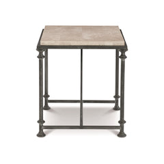 Galesbury Rectangular Cream Travertine/Antique Silver Side Table - Ornate Home
